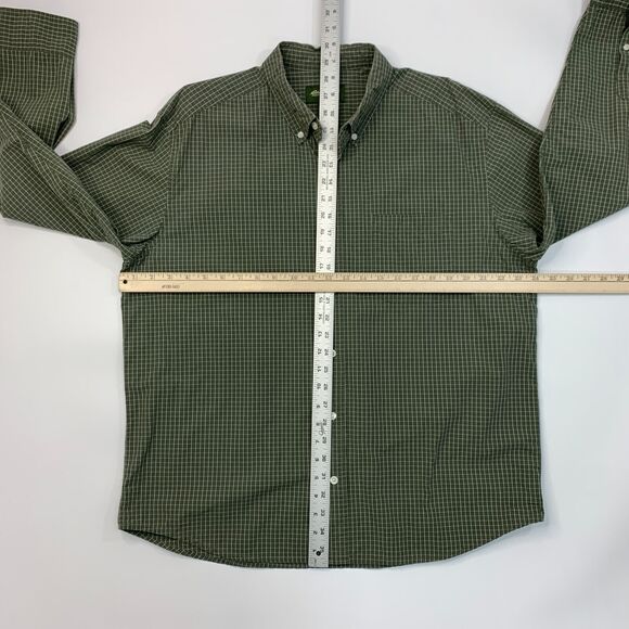 Eddie Bauer Shirt Mens L Large Avocado Green Gingham Plaid Cotton Button Down - Picture 7 of 11
